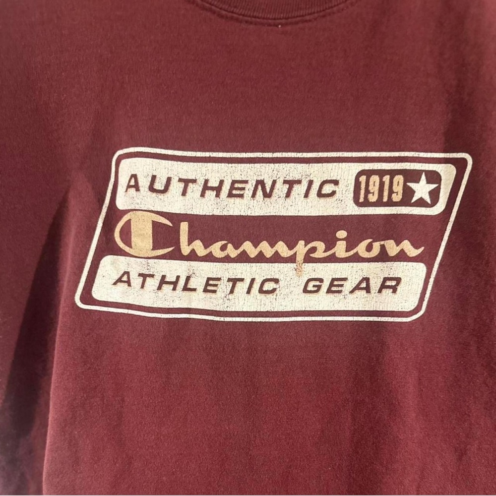 VTG Y2K Champion Burgundy Graphic T-Shirt Size Men’s XL - Picture 4 of 6